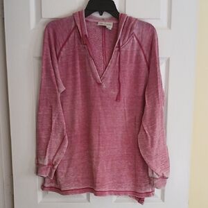 Cozy Pink Anthropologie V-Neck Hoodie for Women